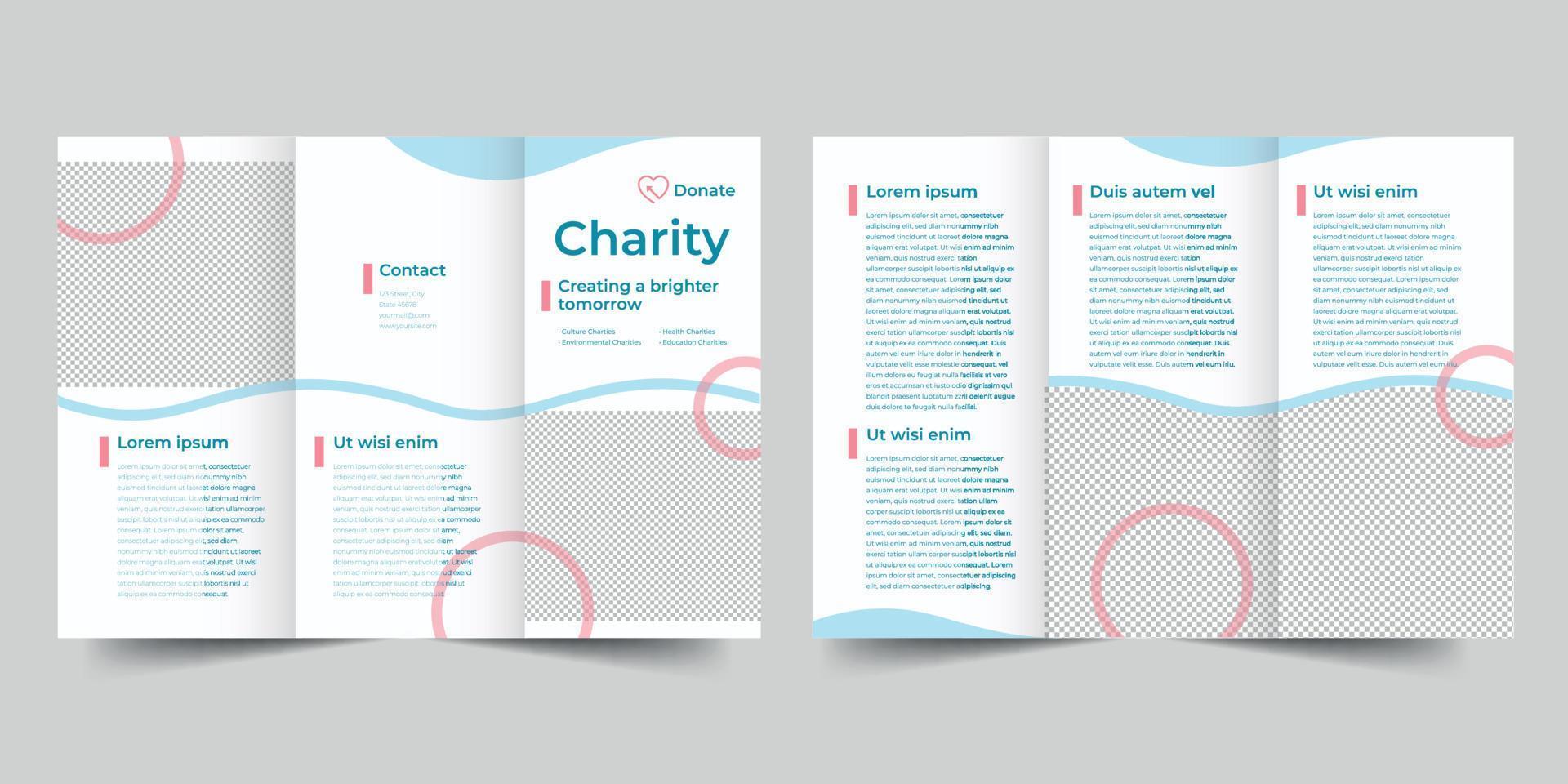 Charity trifold brochure template, Trifold Brochure Accountancy Firm flyer vector layout Trifold mockup Pro Vector