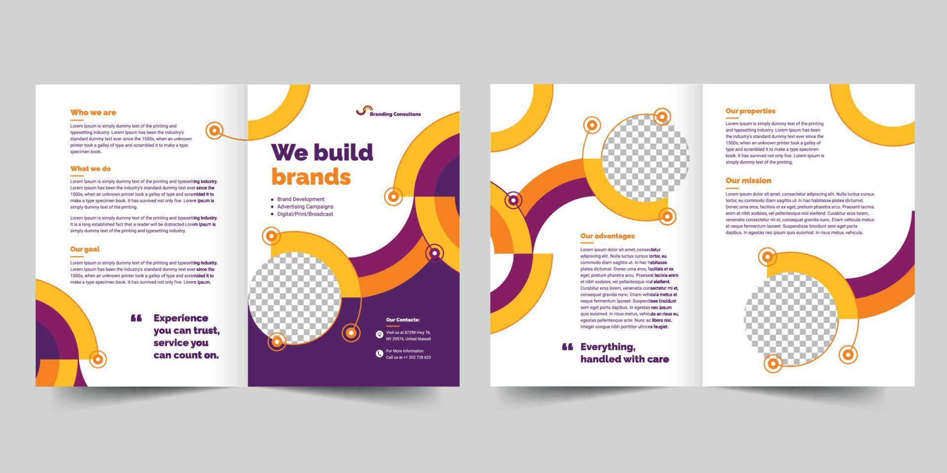 Branding Consultant bifold brochure template, Bifold Brochure Accountancy Firm flyer vector layout Bifold mockup Pro Vector