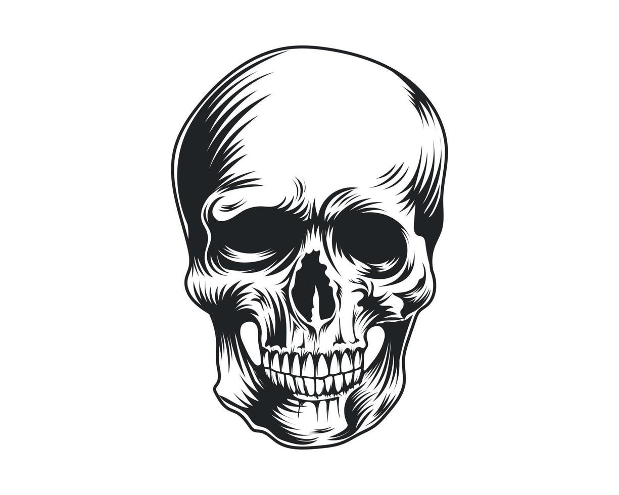 Clásico humano cráneo vector ilustración para camiseta, logo y otros