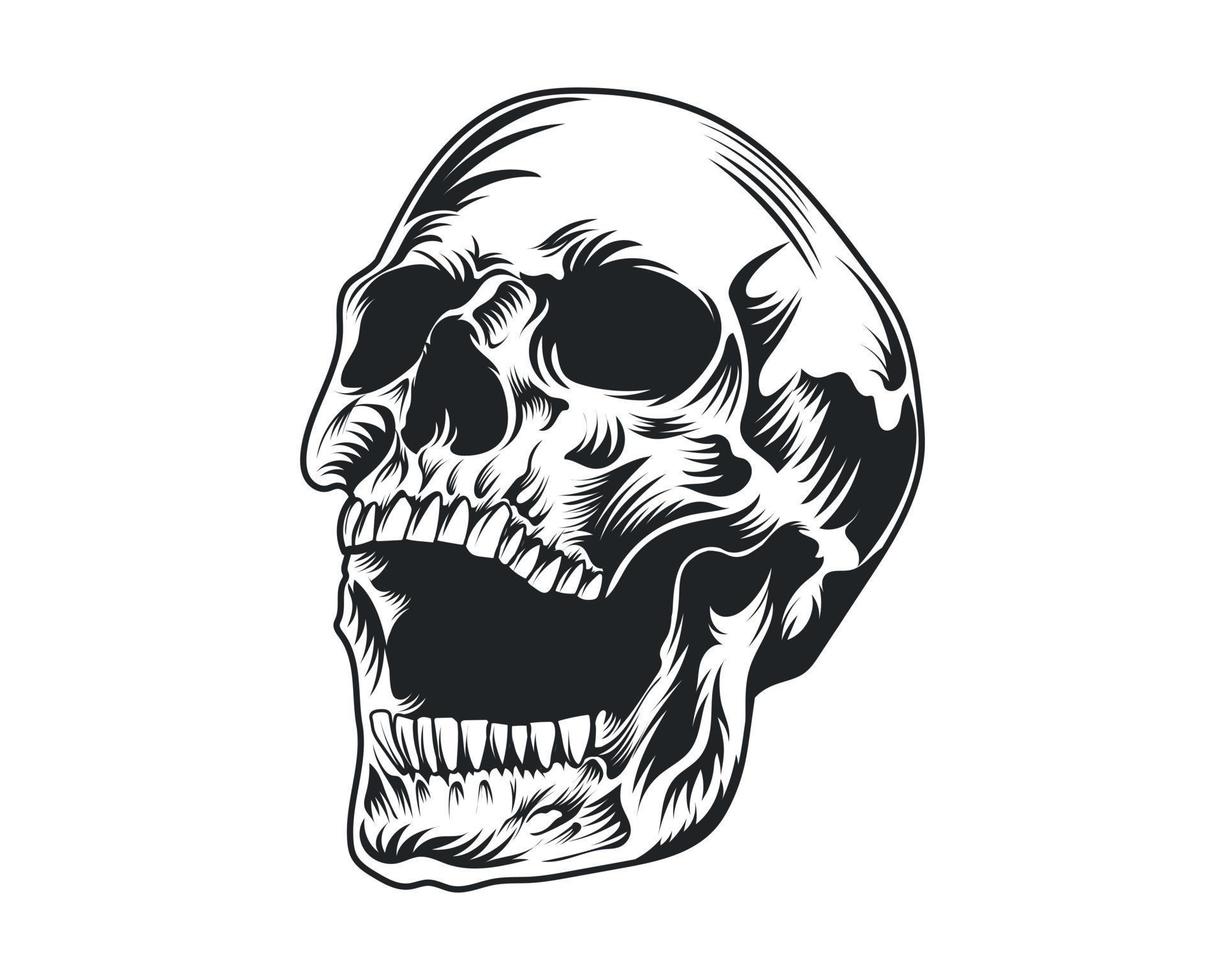 Vintage human skull vector illustration for t-shirt, logo and others