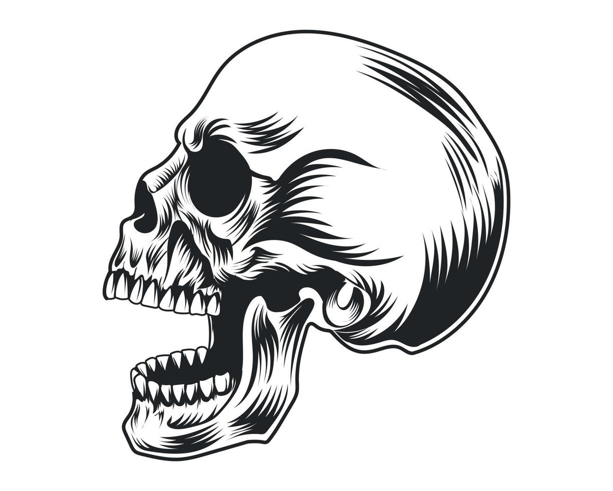 Vintage human skull vector illustration for t-shirt, logo and others