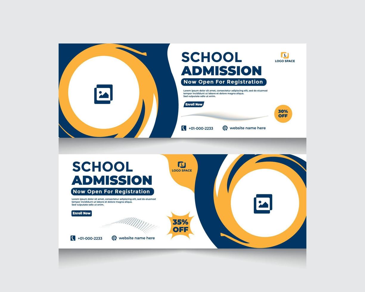 school admission banner design set,social media cover, school banner, facebook cover, business banner course banner, college banner, banner set vector