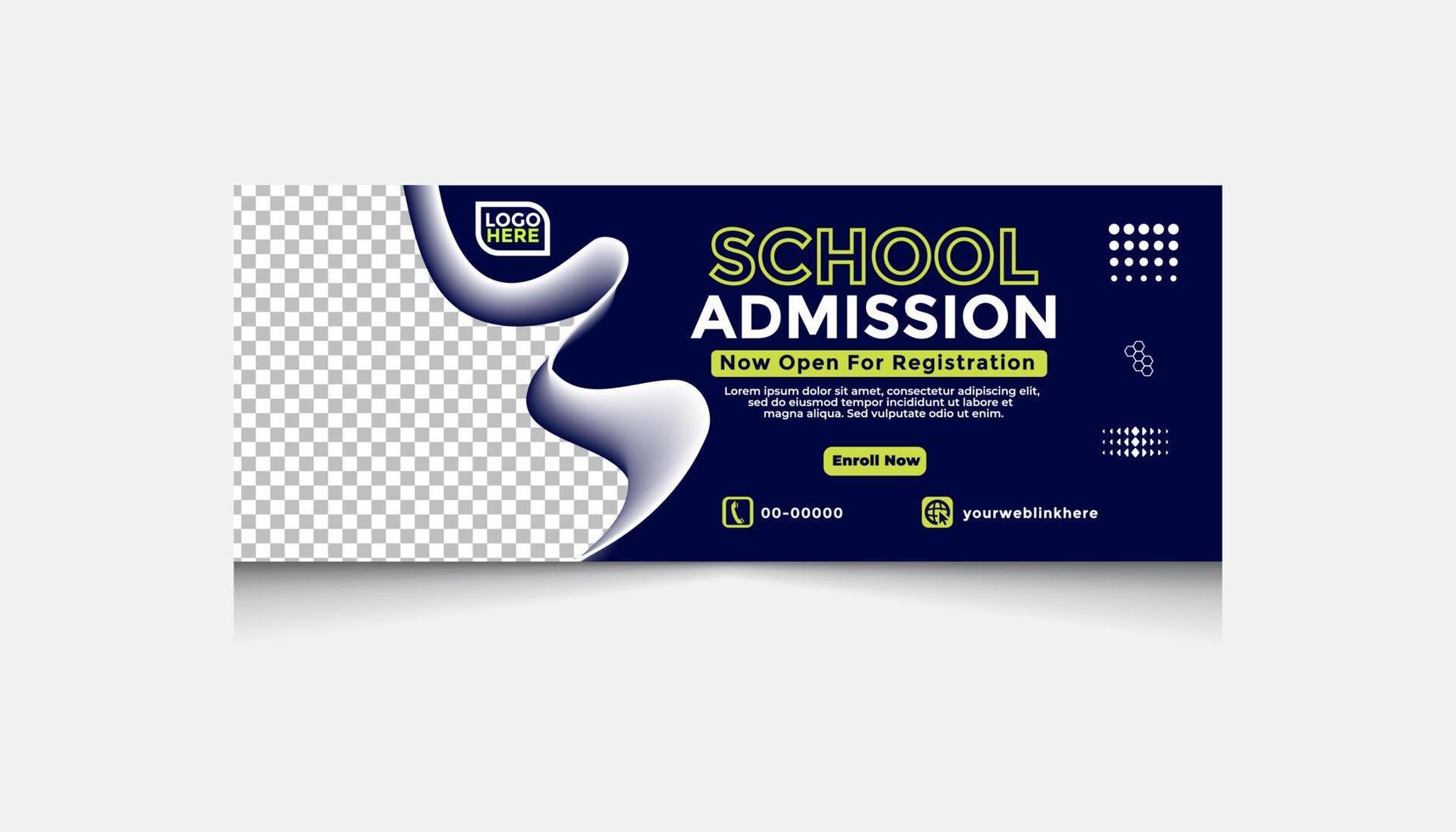 school admission banner design set,social media cover, school banner, facebook cover, business banner course banner, college banner, banner set vector