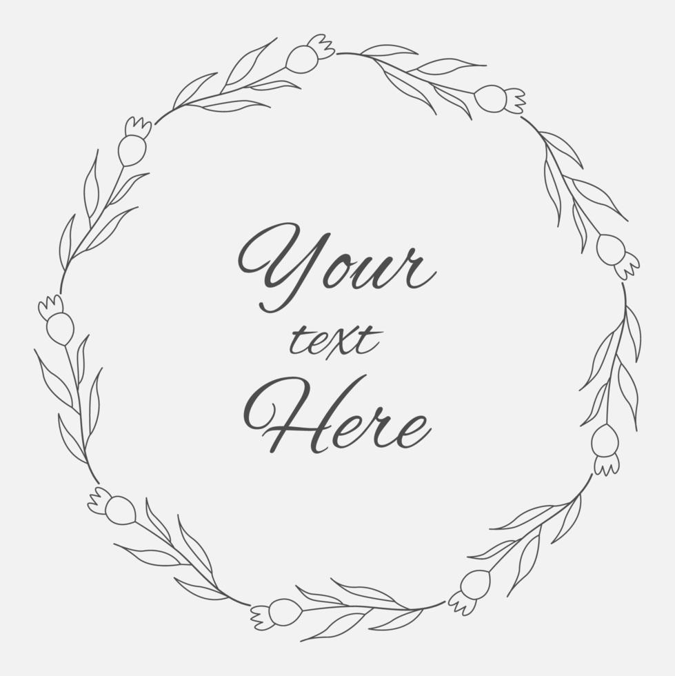 Round floral frame vector