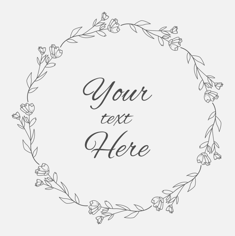 Round floral frame vector