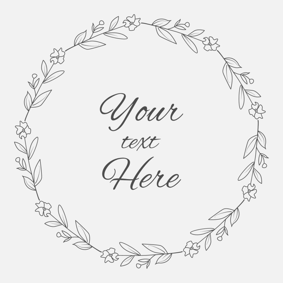 Hand Drawn Floral Wreath Frame Simple Design vector