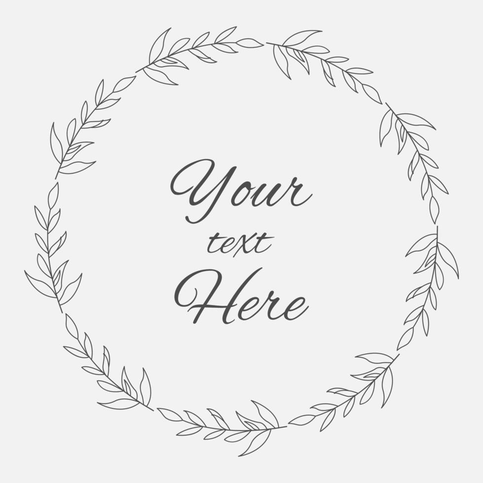 Hand Drawn Floral Wreath Frame Simple Design vector