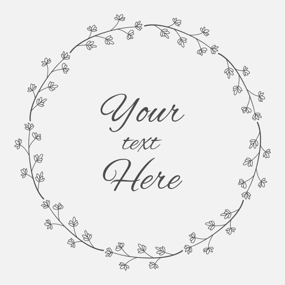 Hand Drawn Floral Wreath Frame Simple Design vector