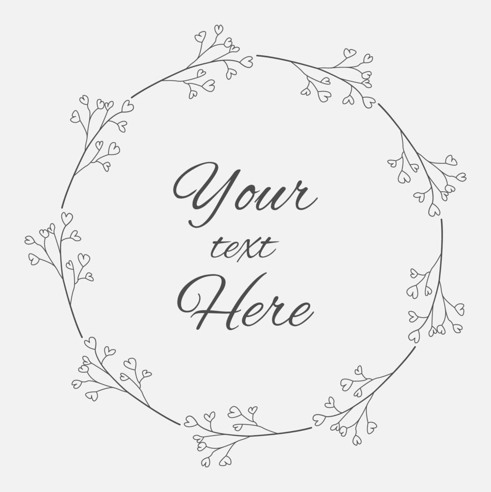 Hand Drawn Floral Wreath Frame Simple Design vector