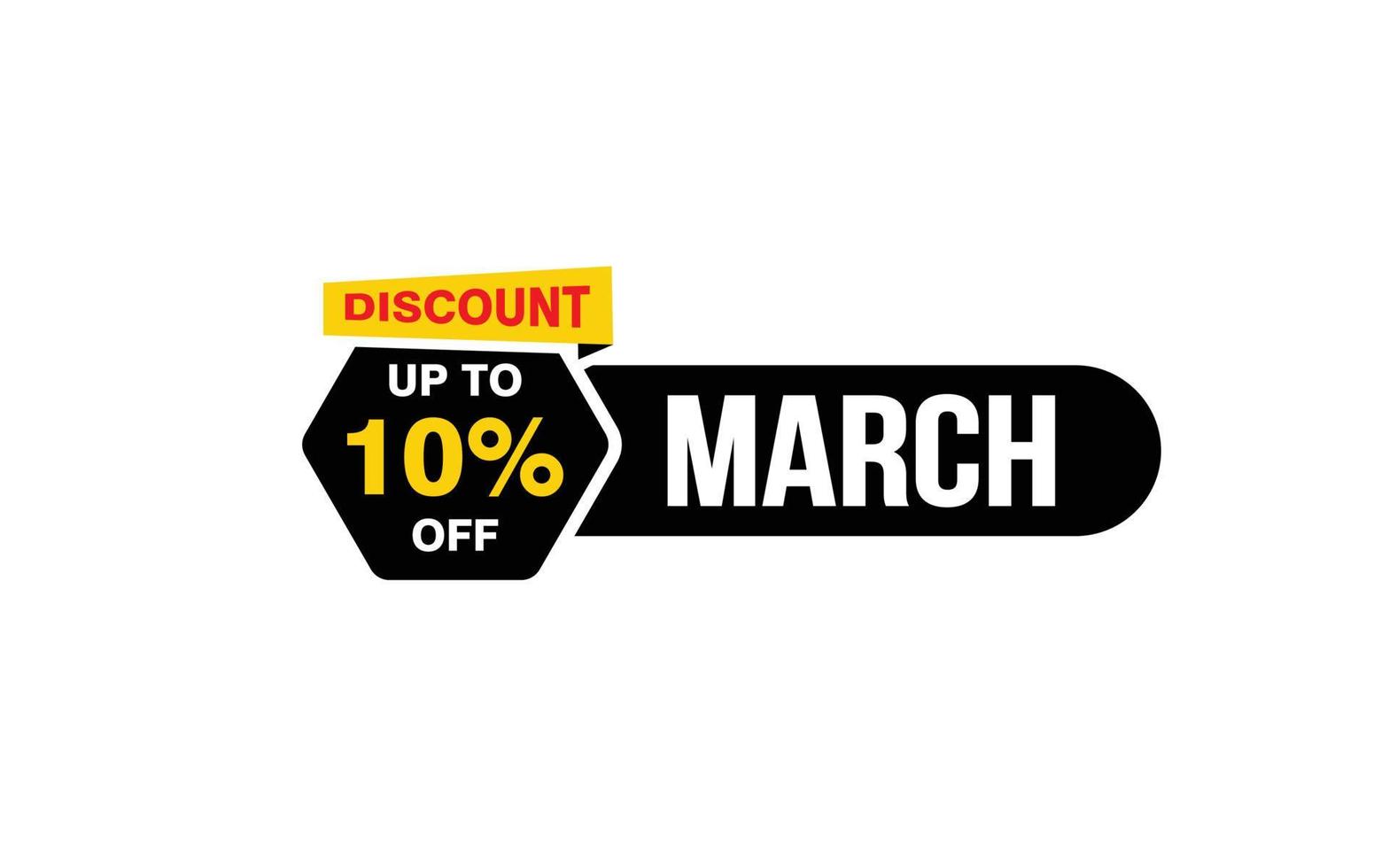 10 Percent MARCH discount offer, clearance, promotion banner layout with sticker style. vector