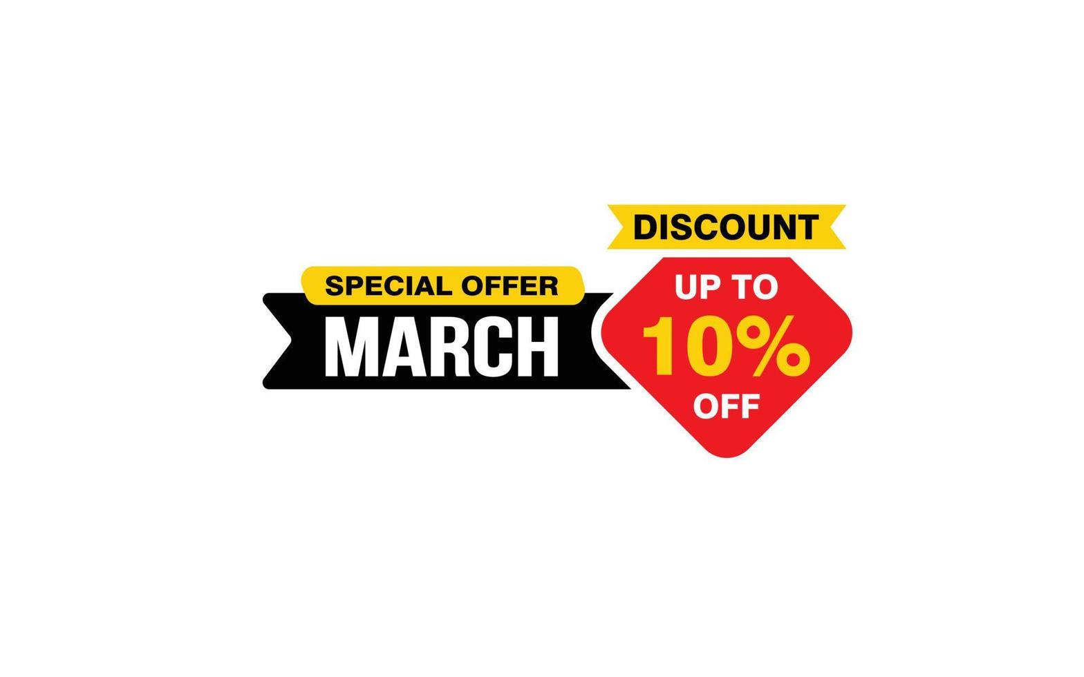 10 Percent MARCH discount offer, clearance, promotion banner layout with sticker style. vector