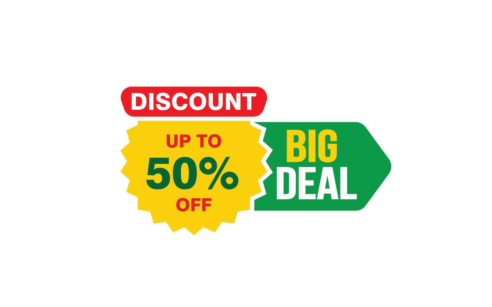 50 Percent BIG DEAL offer, clearance, promotion banner layout with sticker style. vector