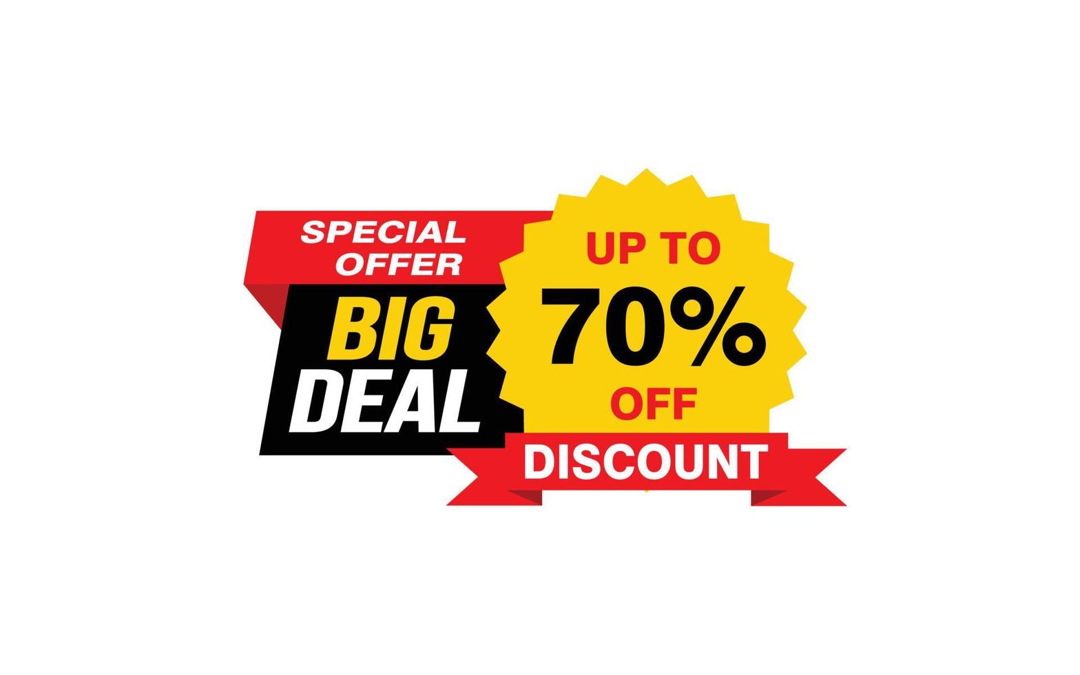 70 Percent BIG DEAL offer, clearance, promotion banner layout with sticker style. vector