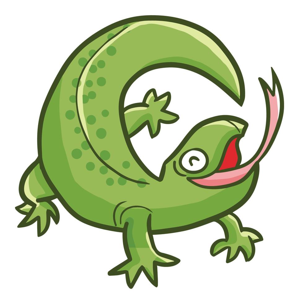 Funny and happy green lizard. vector