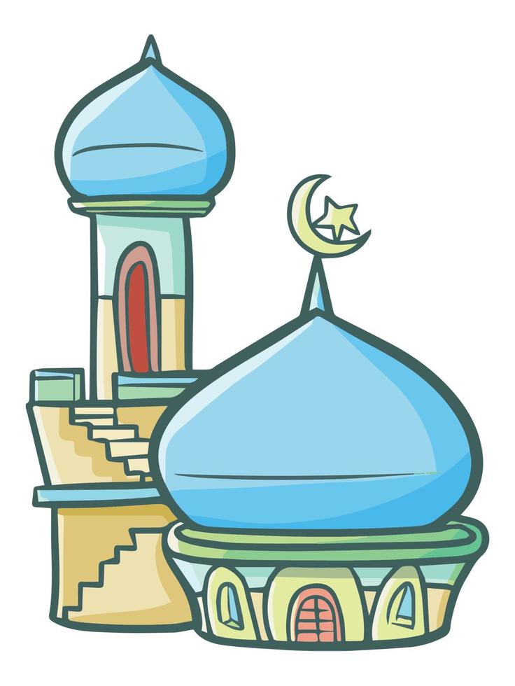 Great and cute blue mosque for muslim praying vector