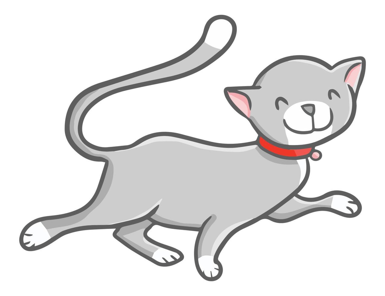 Funny and cute grey cat walking happily vector