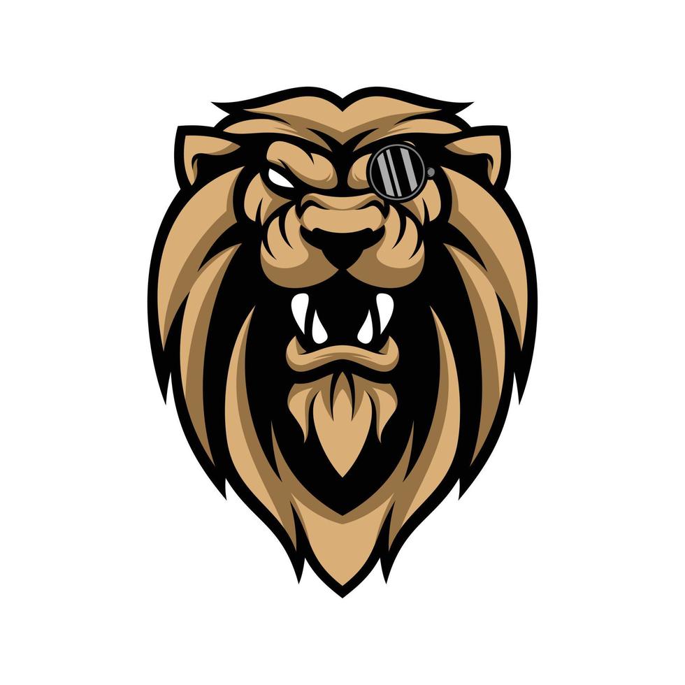 Lion Glasses Mascot Logo Design Vector