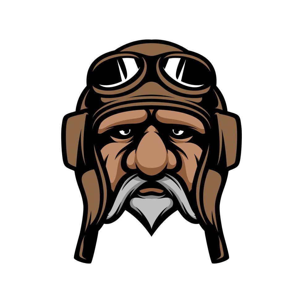 Old Man Pilot Mascot Logo Design Vector