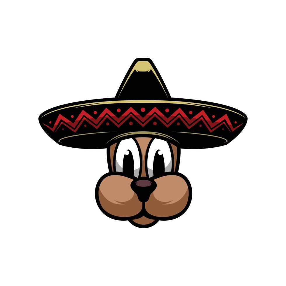 Dog Sombrero Mascot Logo Design Vector