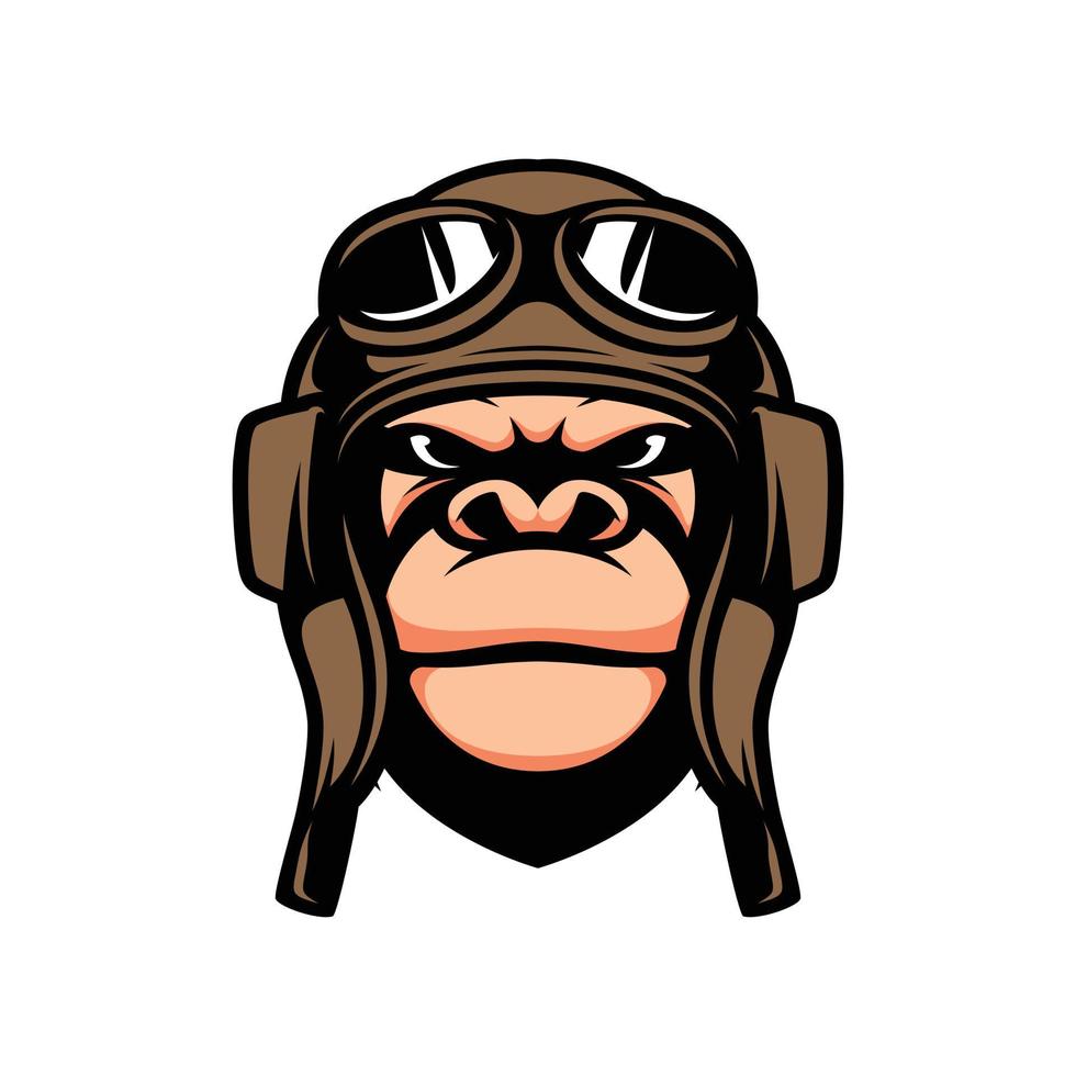 Gorilla Pilot Mascot Logo Design Vector