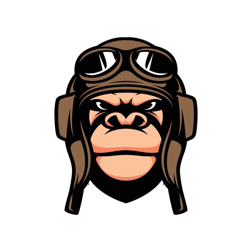 Gorilla Pilot Mascot Logo Design Vector