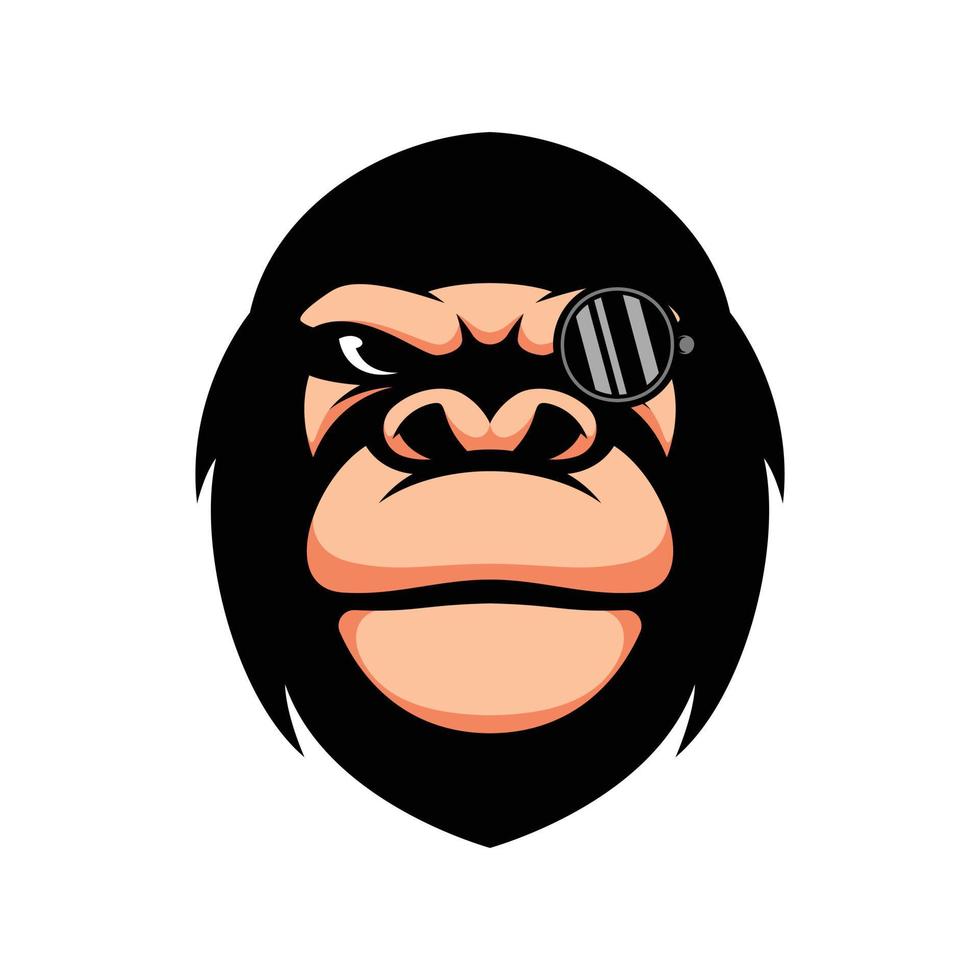 gorila lentes mascota logo diseño vector