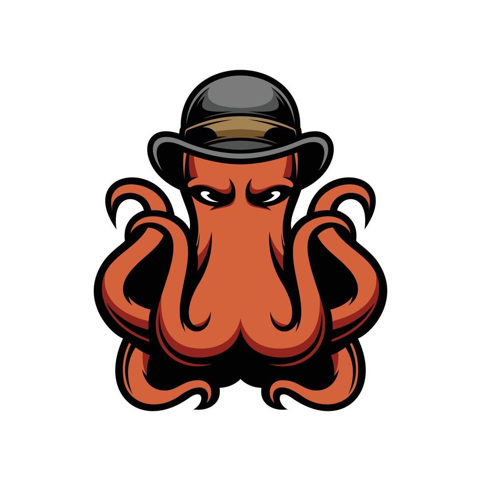 pulpo gorra mascota logo diseño vector