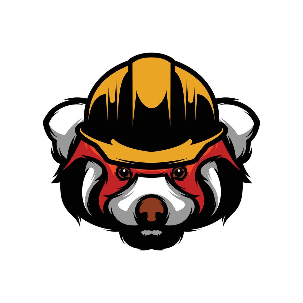 rojo panda la seguridad casco mascota logo diseño vector