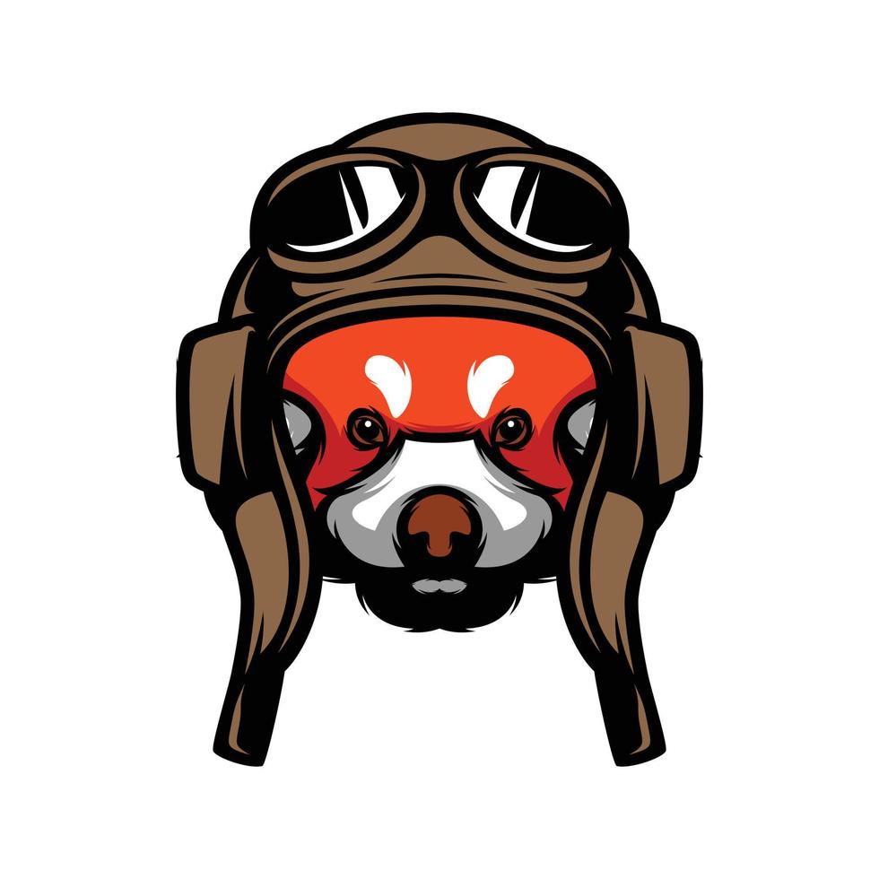 Red Panda Pilot Mascot Logo Design vector