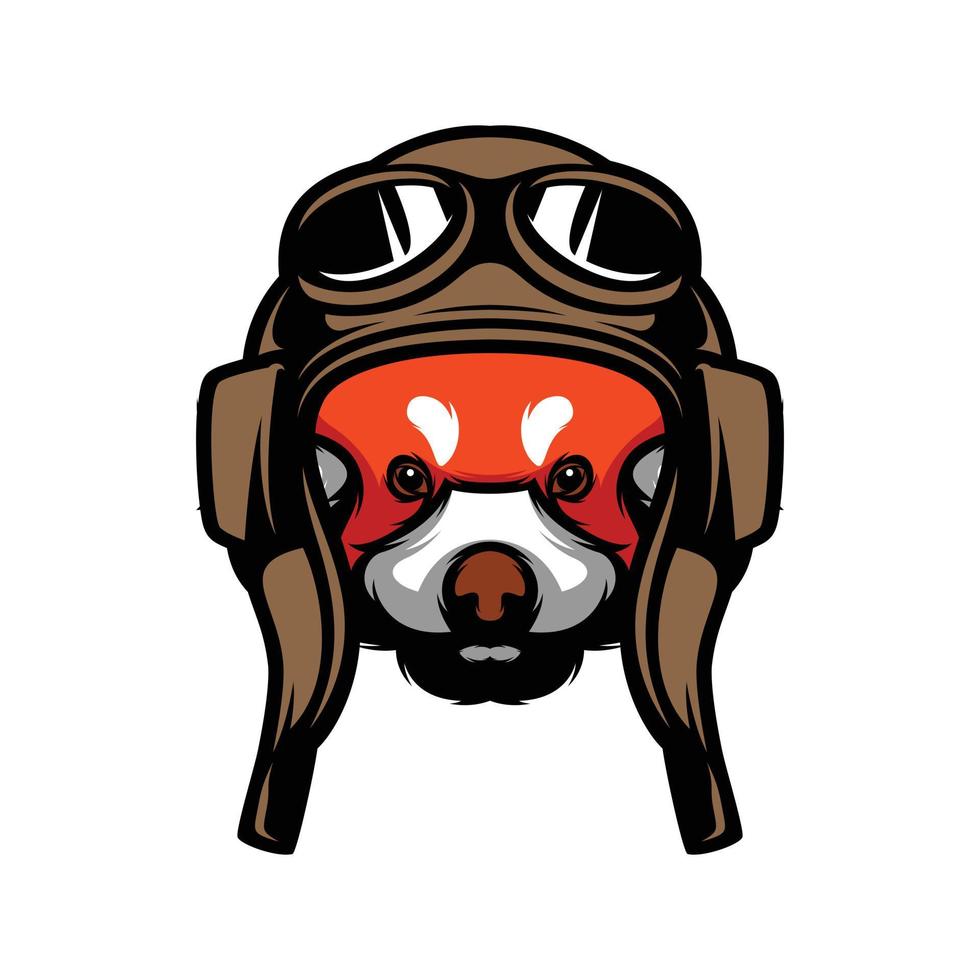 rojo panda piloto mascota logo diseño vector