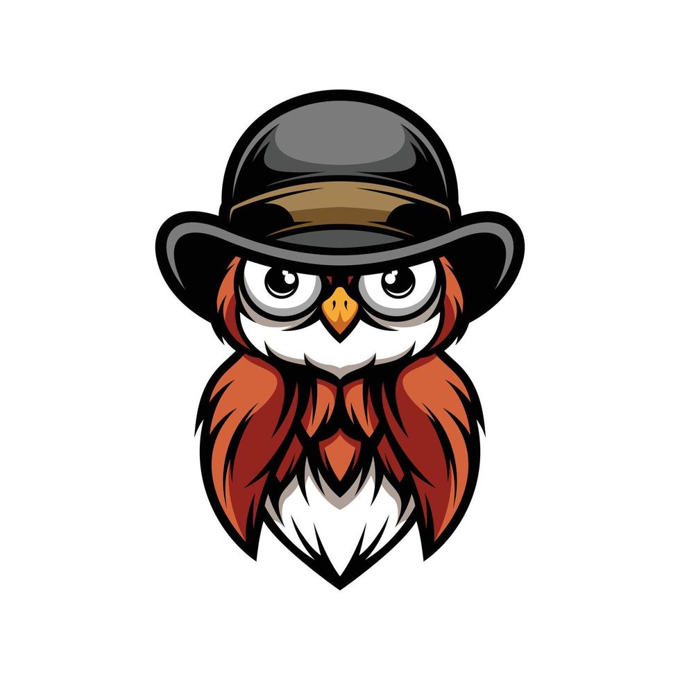 Owl Cap Mascot Logo Design Vector