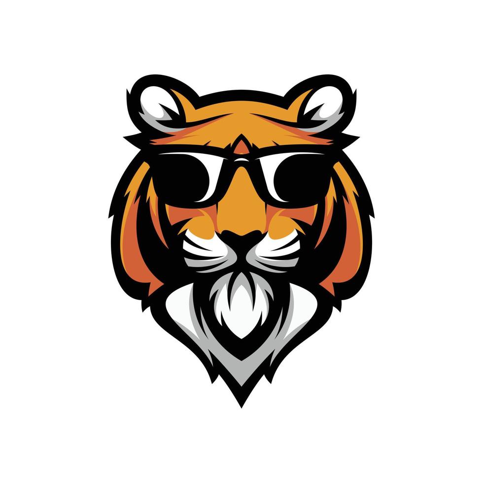 Tigre gafas de sol mascota logo diseño vector