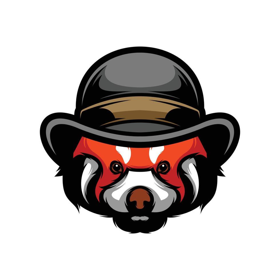 rojo panda gorra mascota logo diseño vector