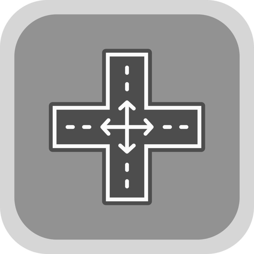 Four Way Intersection Vector Icon Design