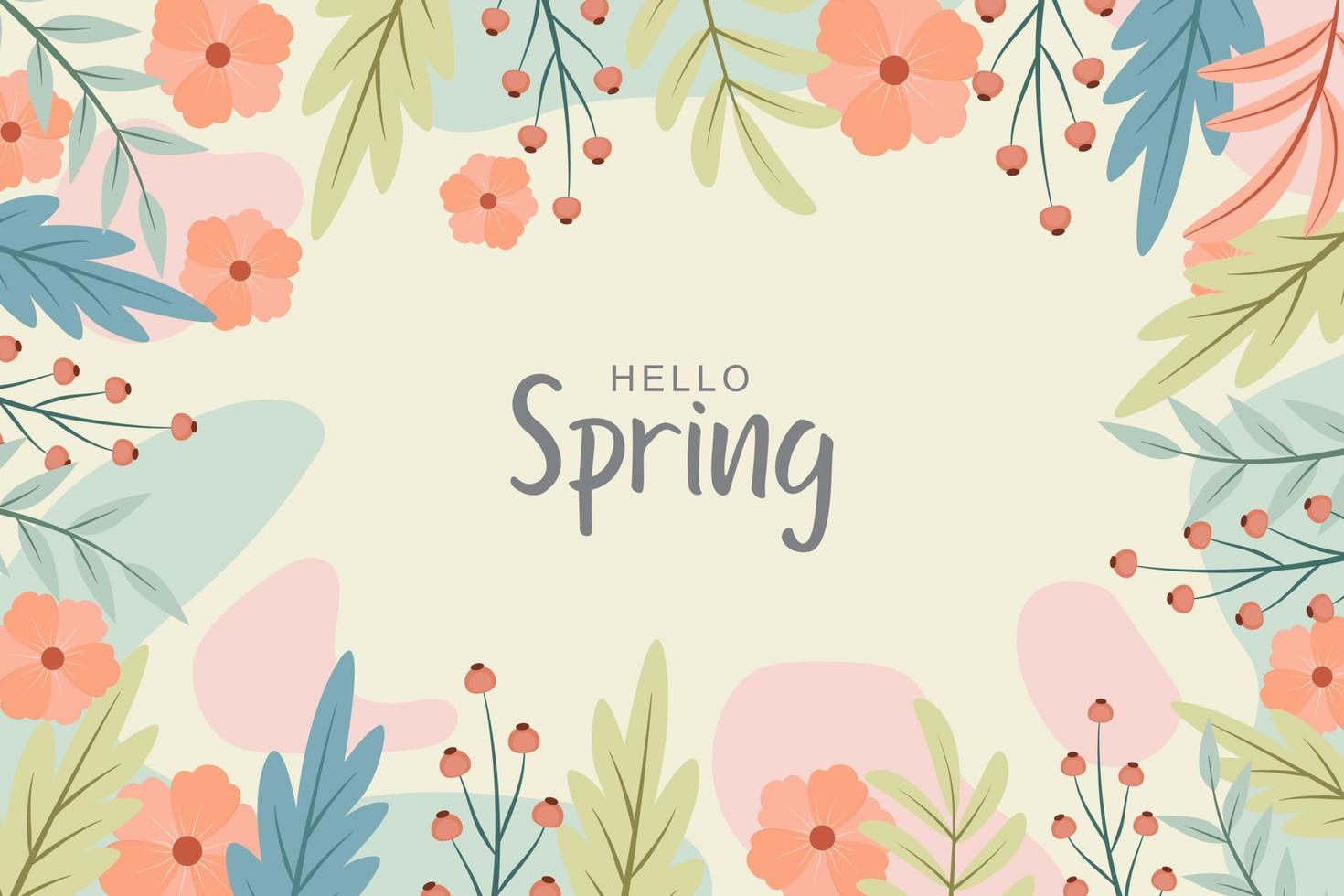 Beautiful spring background with hand drawn flowers vector