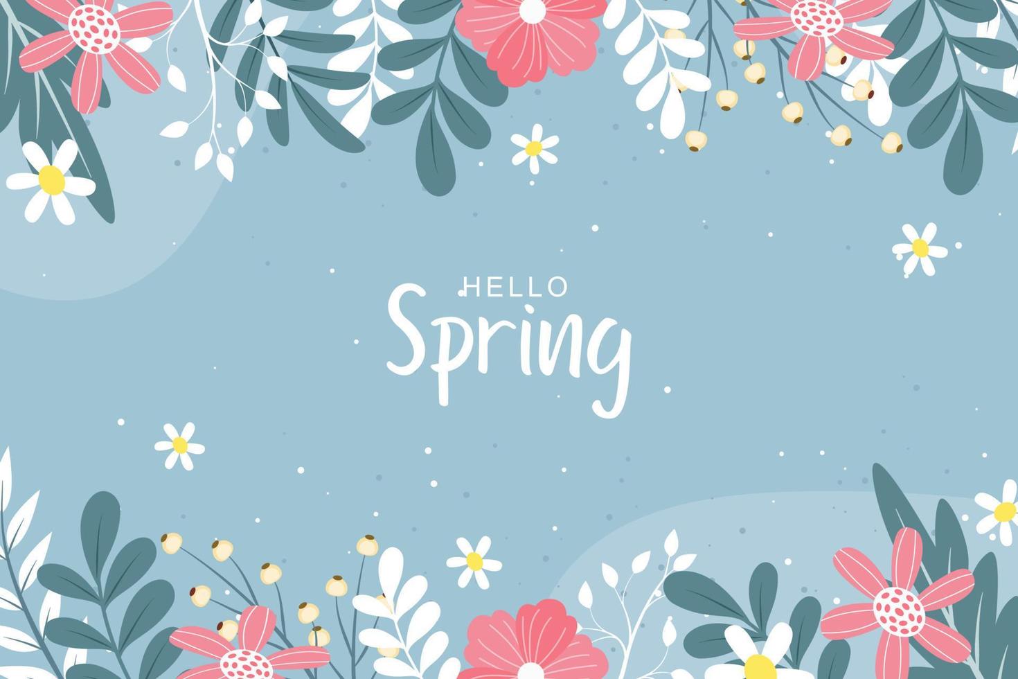 Beautiful spring background with hand drawn flowers vector