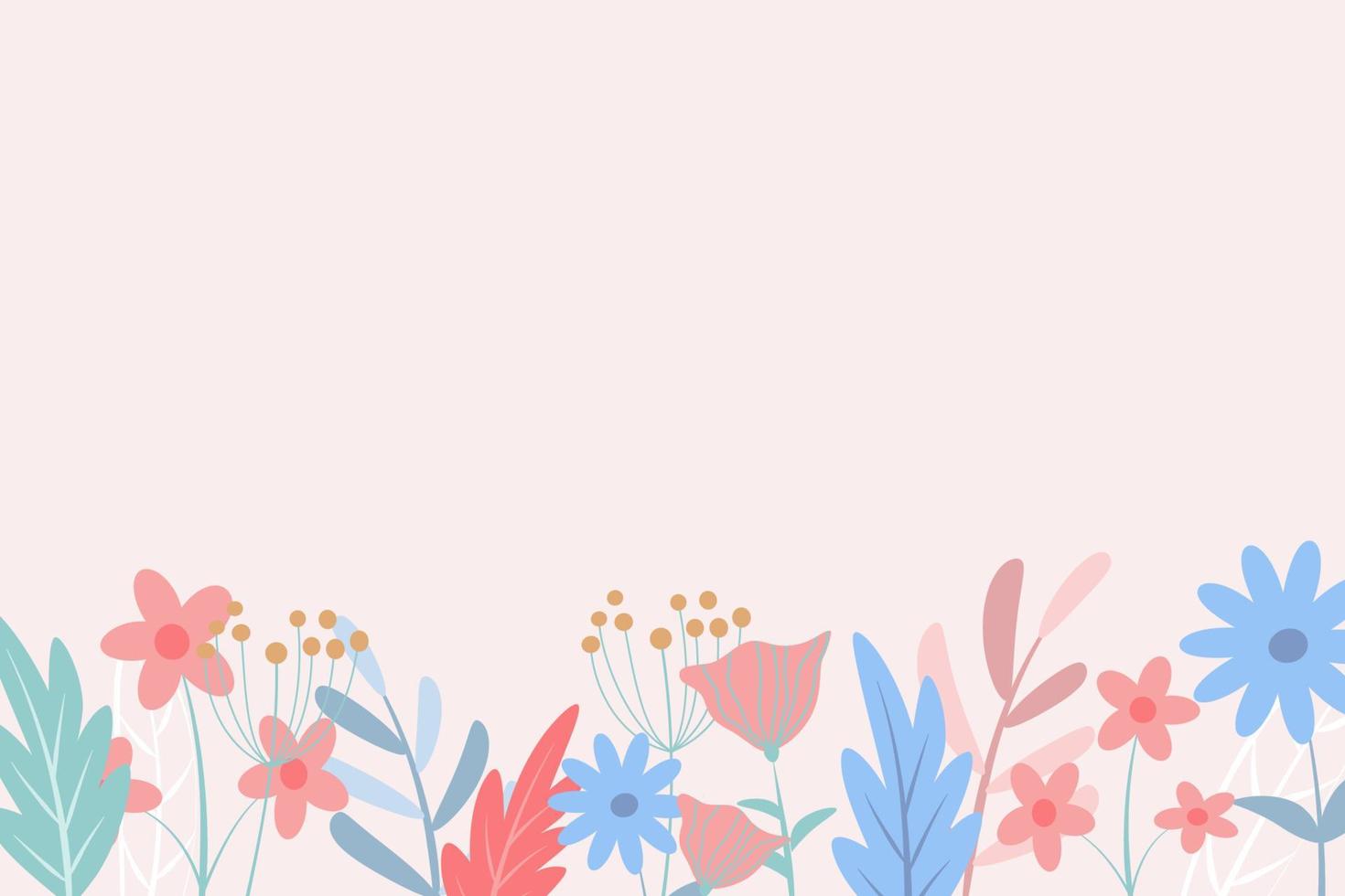 Beautiful spring background with hand drawn flowers vector