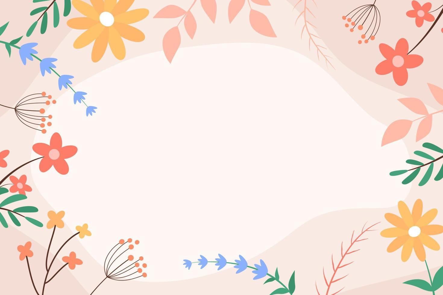 Beautiful spring background with hand drawn flowers vector