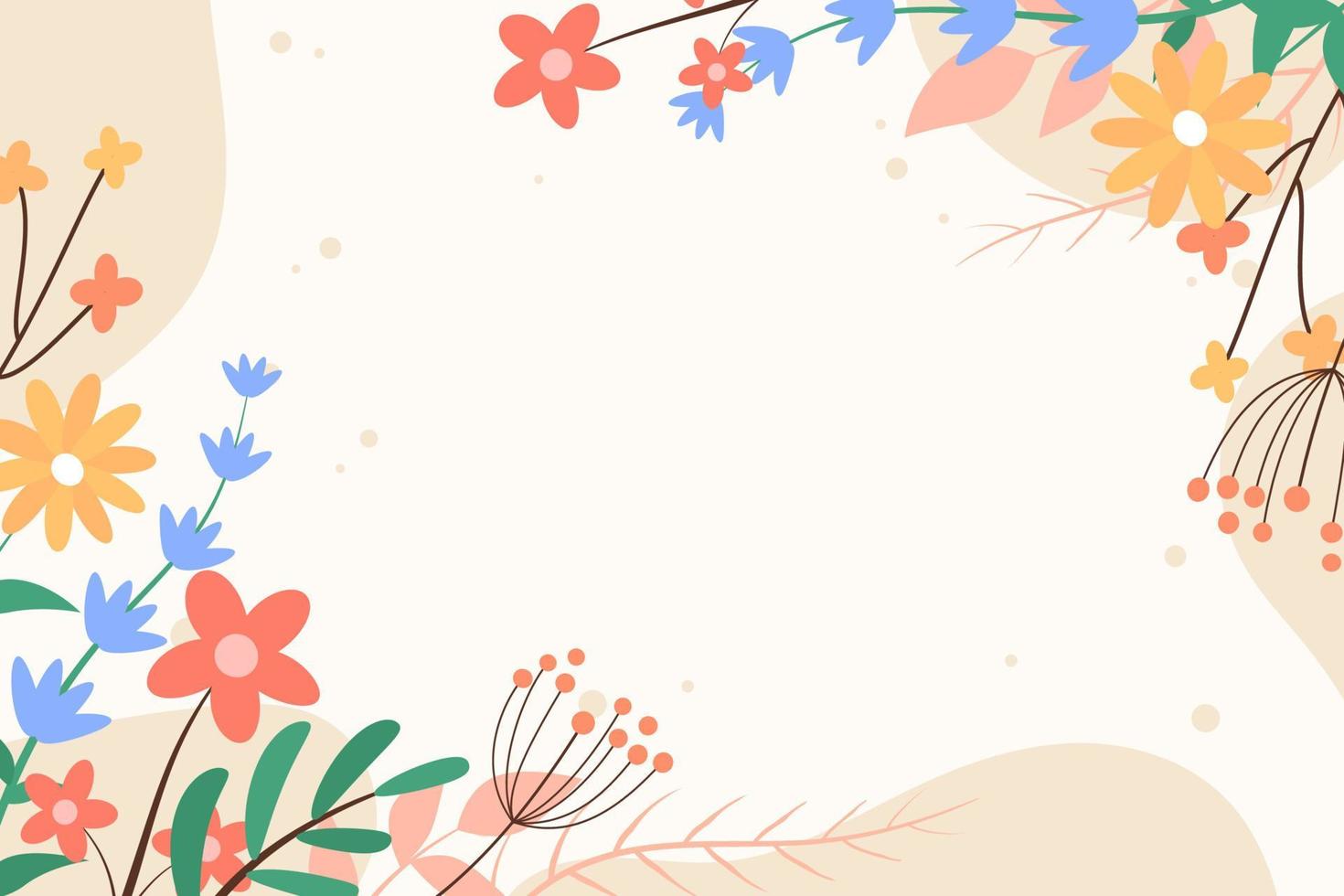 Beautiful spring background with hand drawn flowers vector