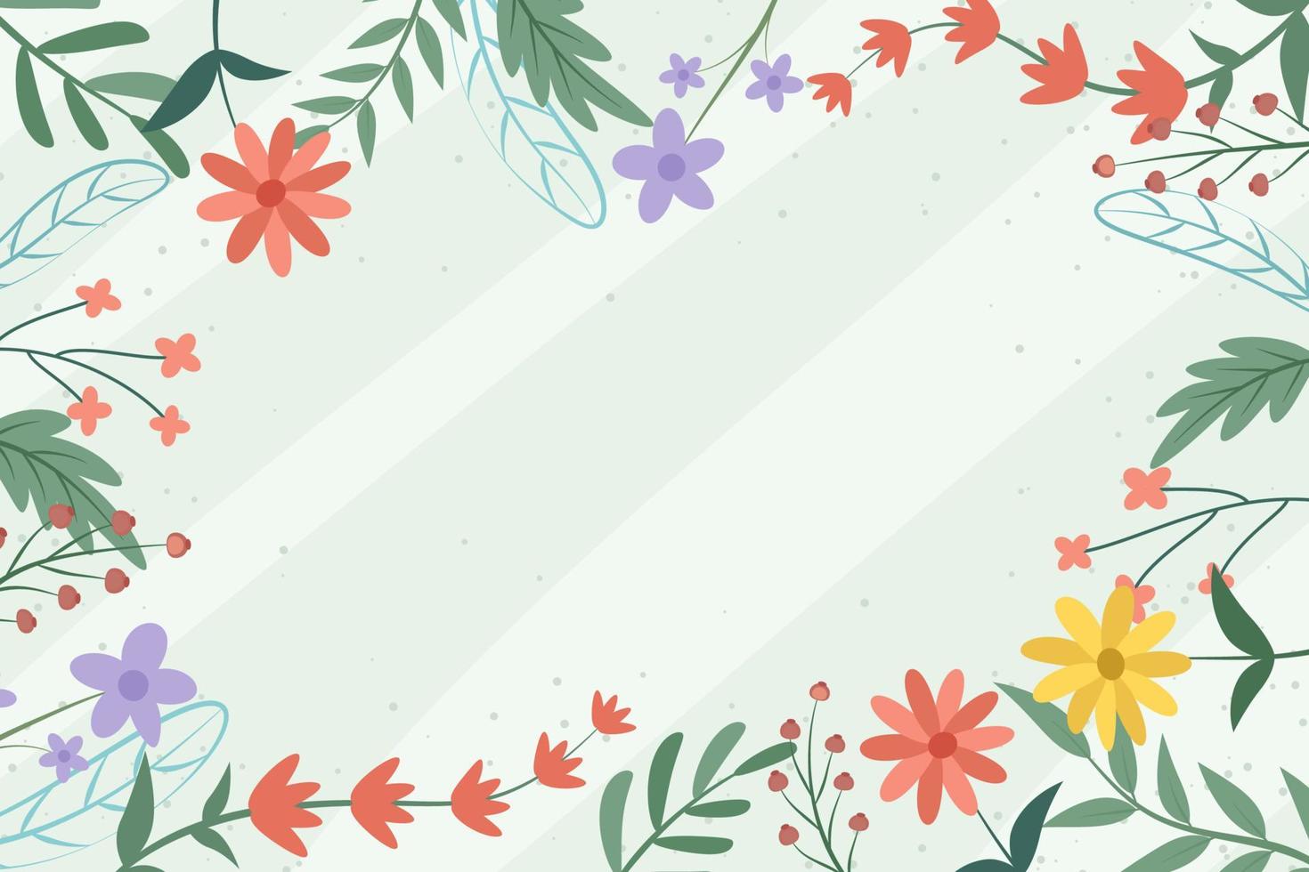 Beautiful spring background with hand drawn flowers vector