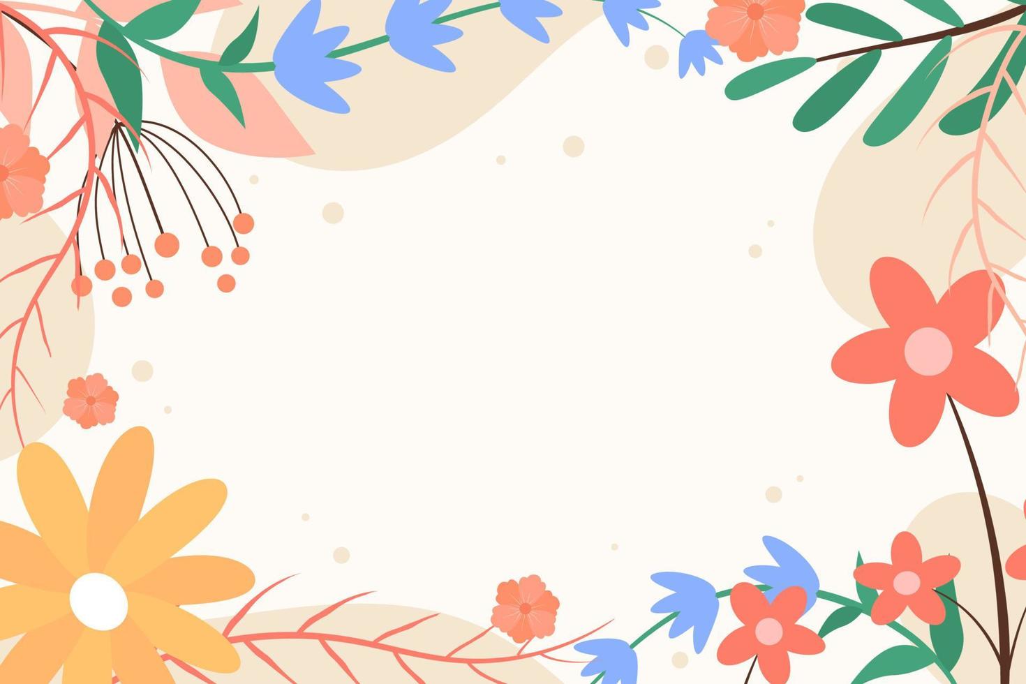 Beautiful spring background with hand drawn flowers vector