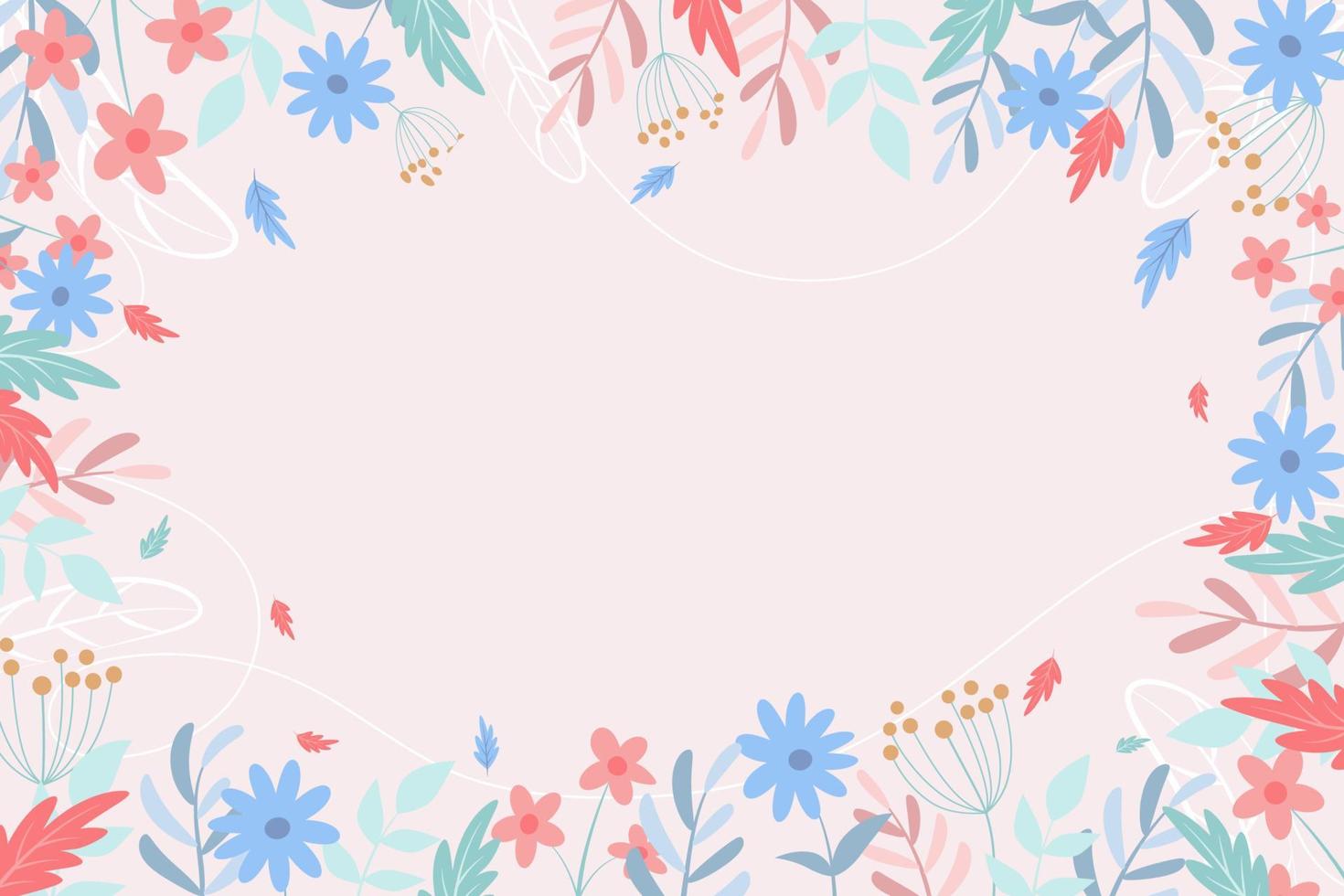 Beautiful spring background with hand drawn flowers vector