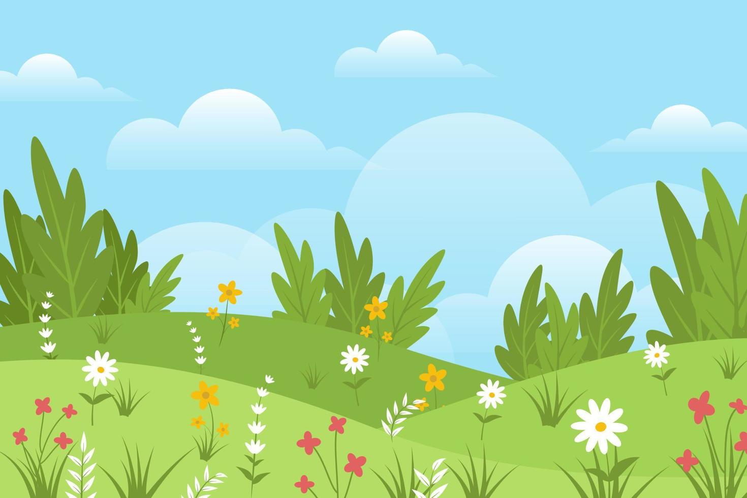 Beautiful spring background with hand drawn flowers vector