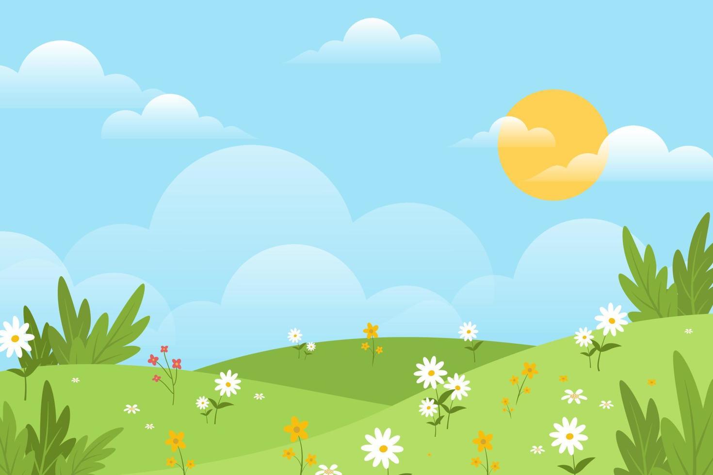 Beautiful spring background with hand drawn flowers vector