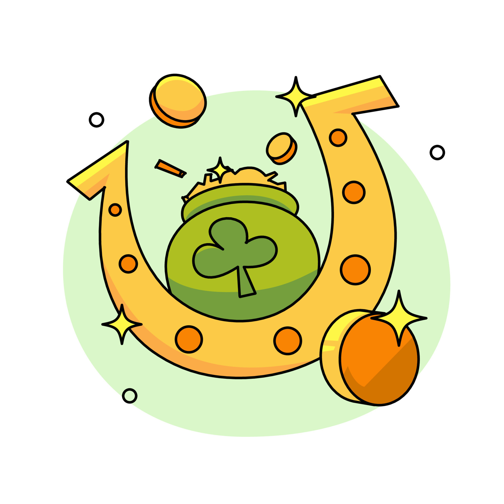 St.Patrick 's Day. Leprechaun with a pot of gold coins. Traditional