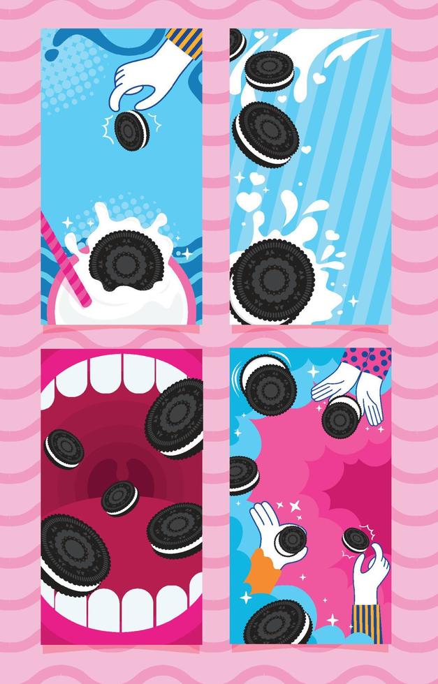 oreo día social medios de comunicación historia vector