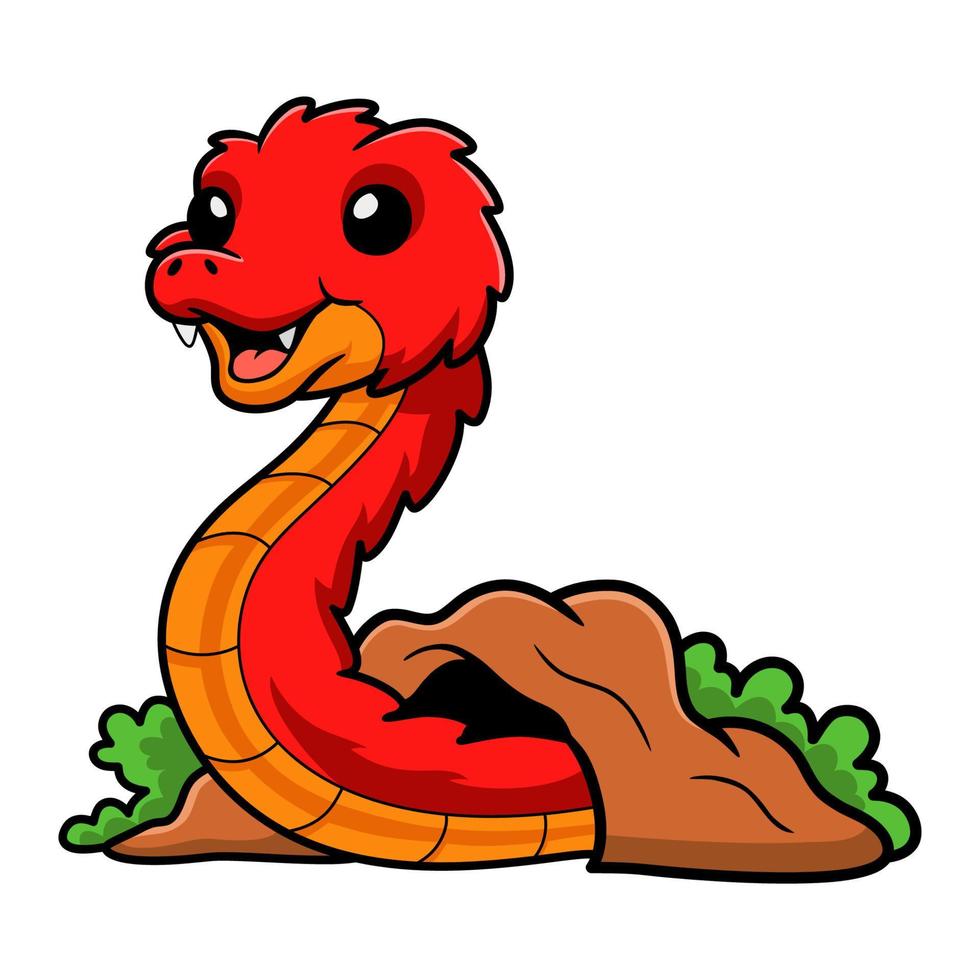 Cute spiny bush viper cartoon out from hole vector