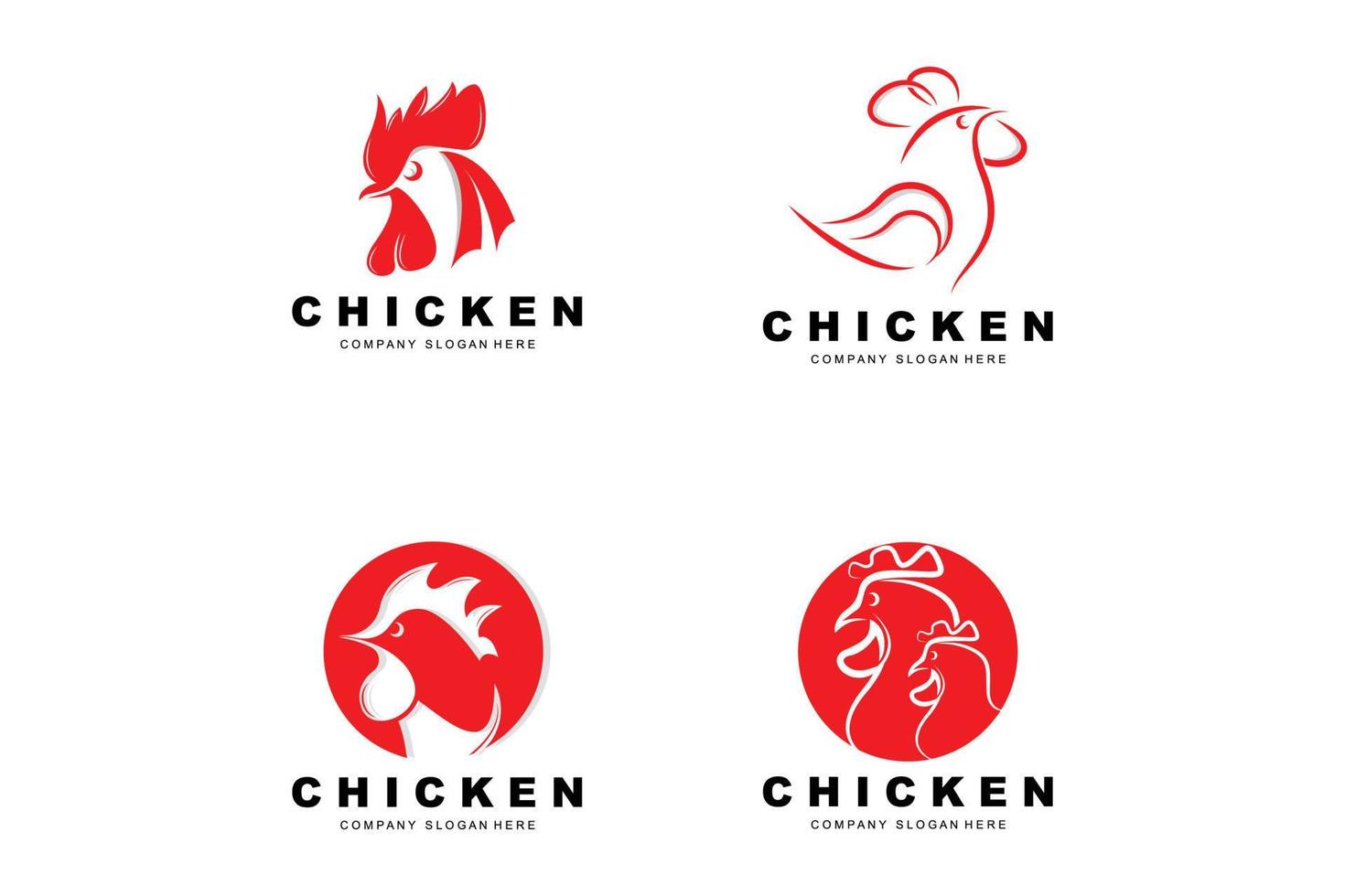 logotipo de pollo, vector de animales de granja, diseño para granja de pollos, restaurante de pollo frito, cafetería