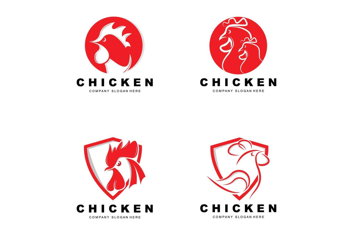 logotipo de pollo, vector de animales de granja, diseño para granja de pollos, restaurante de pollo frito, cafetería