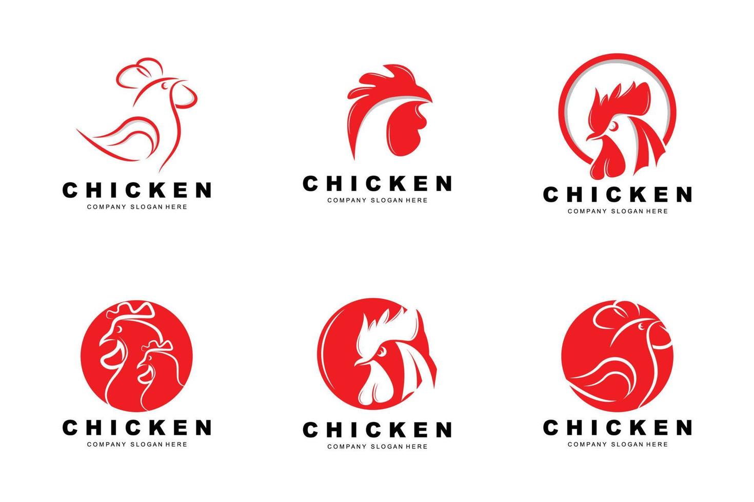 logotipo de pollo, vector de animales de granja, diseño para granja de pollos, restaurante de pollo frito, cafetería